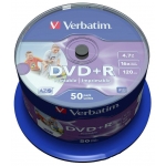 Диск DVD+R Verbatim 4.7GB/16х,  50 штук, cake